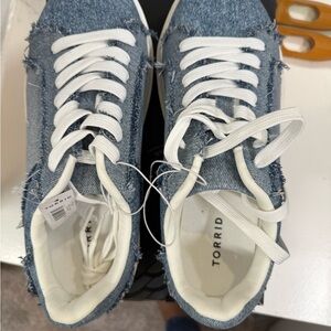 Torrid Frayed Denim Sneakers with White Accents